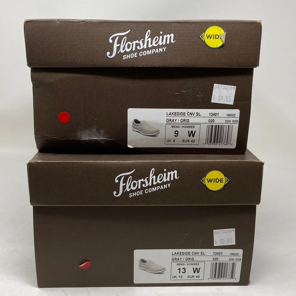Florsheim Lakeside Canvas Moc Toe Slip-On Men’s Gray Wide Shoes NIB